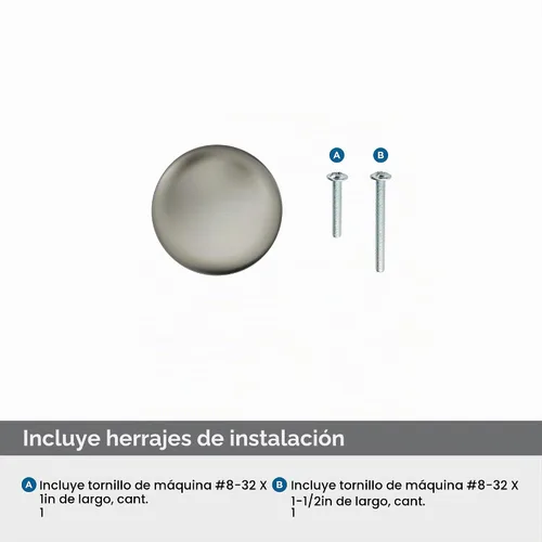 Vista 6 de Amerock Perilla redonda Edona de plata antigua de 1-1/4" para gabinete