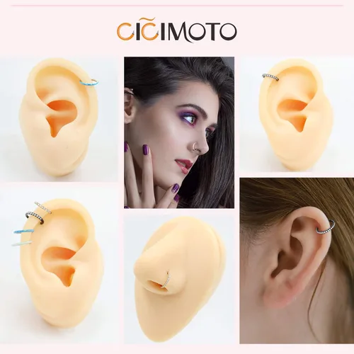 Vista 6 de Piercing para cartílago de acero quirúrgico 16G 20G CZ para tragus, hélice, tragus, caracola, rook, piercing