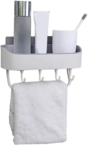 Vista 4 de Cicilin Estantes flotantes de plástico para baño, estantes de almacenamiento montados en la pared para cocina, baño, autoadhesivos, montados