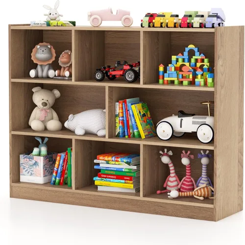 Vista 11 de Costzon Estantería de 2 estantes para niños, organizador de almacenamiento de juguetes de madera para libros y juguetes, estantería Montessori de 5