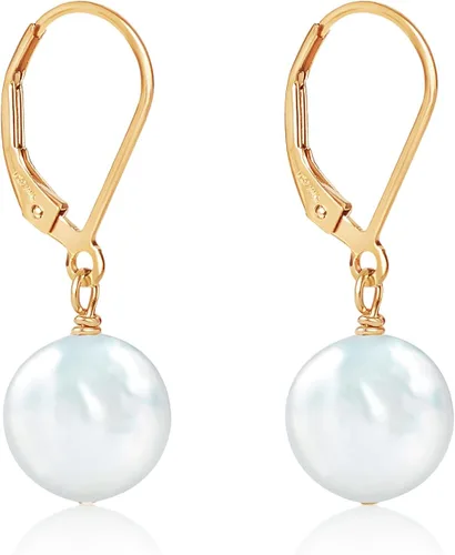 Vista 31 de LILY LUSTRE - Aretes colgantes de plata de ley 925 chapados en oro de 14 quilates, seleccionados a mano, calidad AAAA, color blanco natural