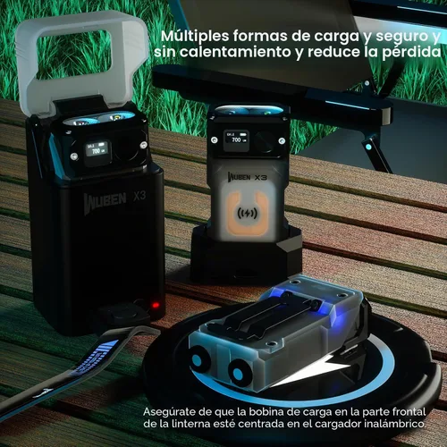 Vista 4 de WUBEN X3 Mini linterna recargable con base de carga 180 grados Linterna tipo llavero EDC Gira Ip65 Impermeable Imán Linterna de bolsillo 10 modos
