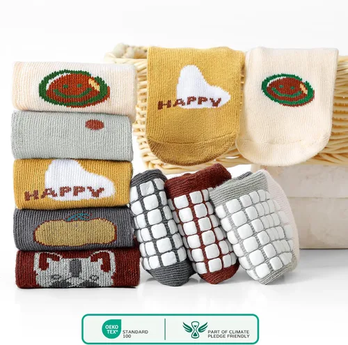 Vista 3 de JAKIDAR Calcetines antideslizantes para bebés y niños pequeños con agarres, 5 pares de calcetines para caminar