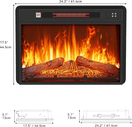 Vista 3 de YITAHOME Insertos de chimenea eléctrica pequeña de 23 pulgadas, calentadores de chimenea para uso en interiores, control remoto con temporizador