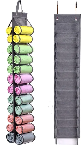 Vista 8 de Bolsa de almacenamiento para leggings con colgador, puede contener 24 leggings o camisas, compartimento para jeans, colgador de almacenamiento