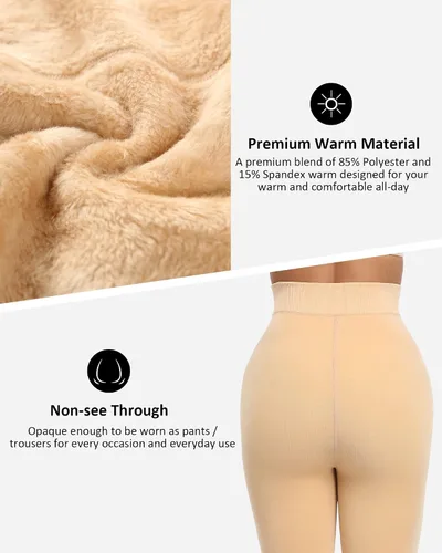 Vista 30 de NORMOV - Leggings con forro de vellón cálido para mujer, de invierno, mallas gruesas, de terciopelo, térmicas