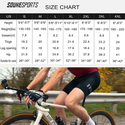 Vista 7 de Souke Sports Pantalones cortos acolchados de ciclismo para hombre pantalones cortos de ciclismo cómodos para ciclismo de carretera con bolsillo