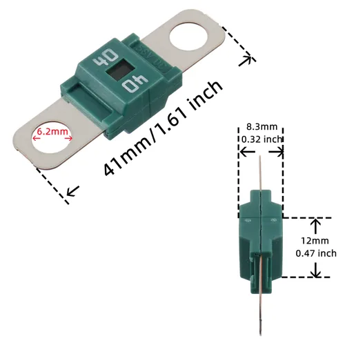 Vista 3 de BOJACK AMI/Midi 40A Fusible de Alta Corriente - Fusible de Perno de 40 Amperios para Automóviles, Camiones, Vehículos de Construcción, Autobuses