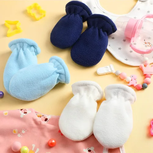 Vista 7 de 6 pares de guantes de vellón para bebé recién nacido de 0 a 6 meses guantes de invierno sin rasguños guantes de invierno sin pulgares guantes