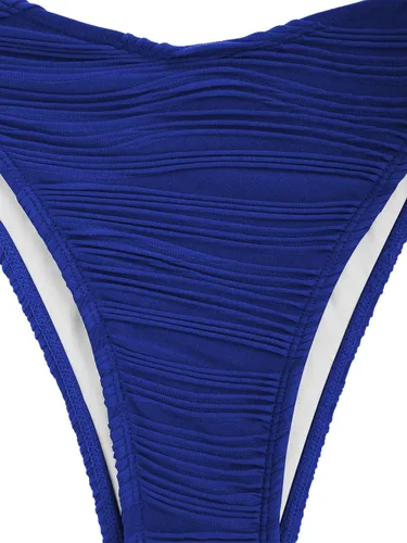 Vista 7 de ZAFUL Bikini sin tirantes para mujer, 2 piezas, traje de baño atrevido, sólido, con cordones