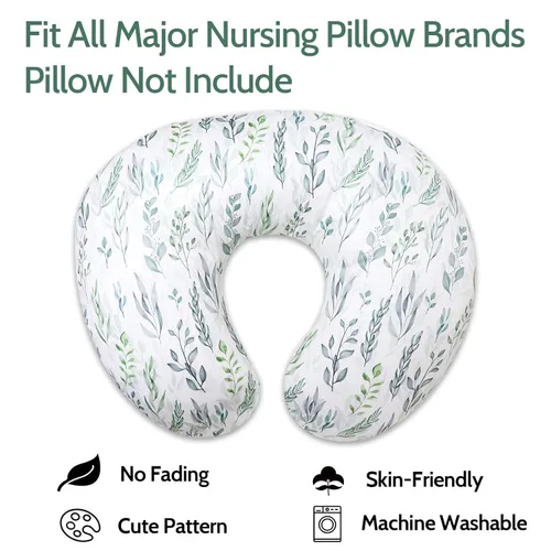 Vista 5 de Fundas de asiento de coche para bebés y fundas de almohada de lactancia, hoja verde