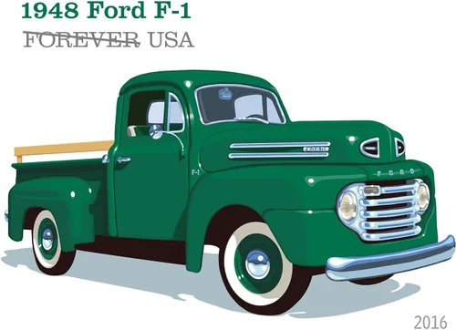 Vista 5 de Camionetas USPS Forever Stamp 1938 International Harvester D2 1948 Ford F1 1953 Chevrolet 1965 Ford F100 1 20 Sellos