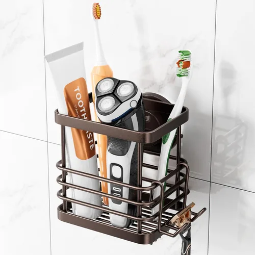 Vista 18 de TAILI - Portacepillos patentado con ventosa, soporte para cepillo de dientes de acero inoxidable anti-acumulación de agua para ducha, organizador