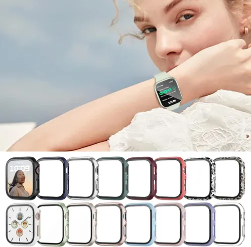 Vista 7 de Paquete de 16 fundas rígidas de PC para Apple Watch de 38 mm Series 3 2 con protector de pantalla de vidrio templado, cubierta protectora 16