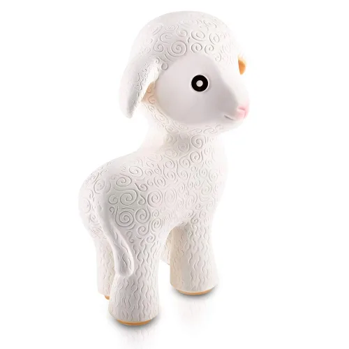 Vista 4 de CaaOcho Mia The Lamb - Mordedor de goma natural pura para bebés, juguete para bebés sin BPA, juguetes de dentición totalmente naturales para bebés