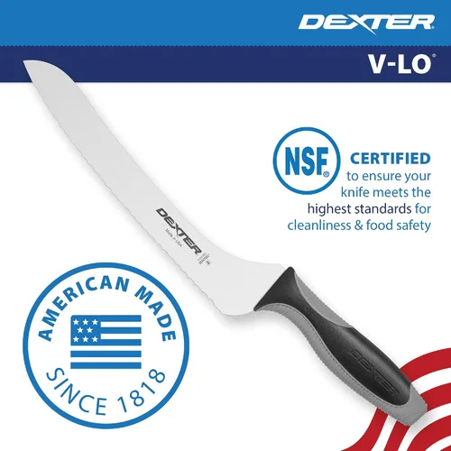 Vista 5 de Cuchillo para sándwiches V-Lo V163-9SC-PCP de 9 pulgadas, festoneado y atenuado, con mango suave.