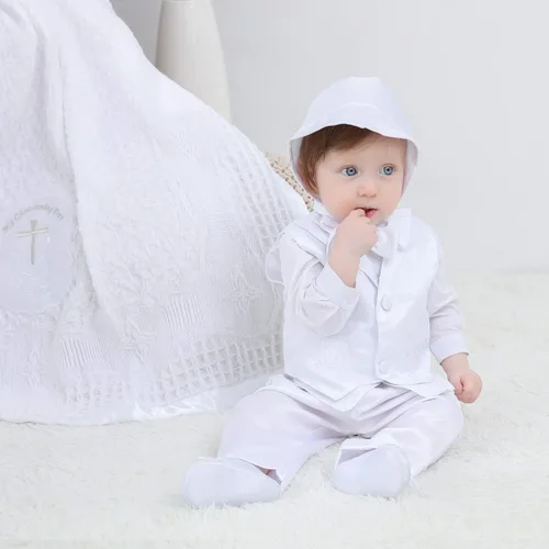 Vista 3 de Booulfi Baby Boy's 5 Pcs Set Christening Baptism Outfits Long Sleeve Suit