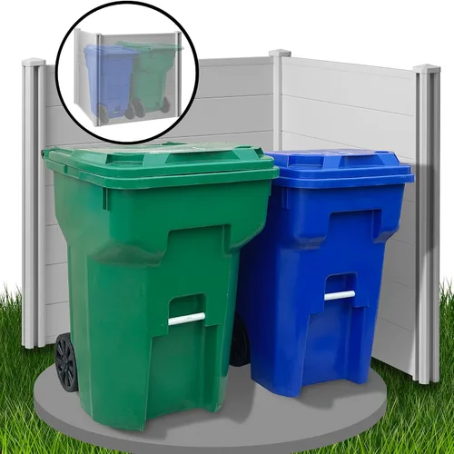 Vista 4 de Casafield Pantalla de privacidad de 42 x 42 pulgadas – Panel de valla de vinilo para exteriores para CA/papelera/equipo de piscina, color gris