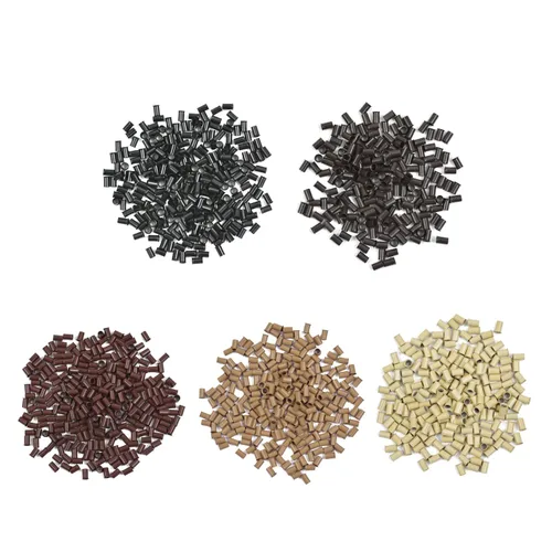 Vista 9 de 200 piezas de 0.134 in de microanillos de eslabones de cuentas de cobre sin silicona para extensiones de cabello (negro)