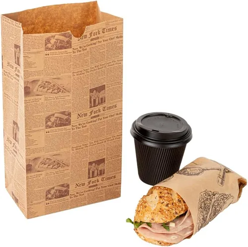 Vista 44 de Restaurantware Bag Tek - Bolsas de papel de 2 libras, 100 bolsas de almuerzo desechables, pequeñas para almuerzos, sándwiches y aperitivos, bolsas