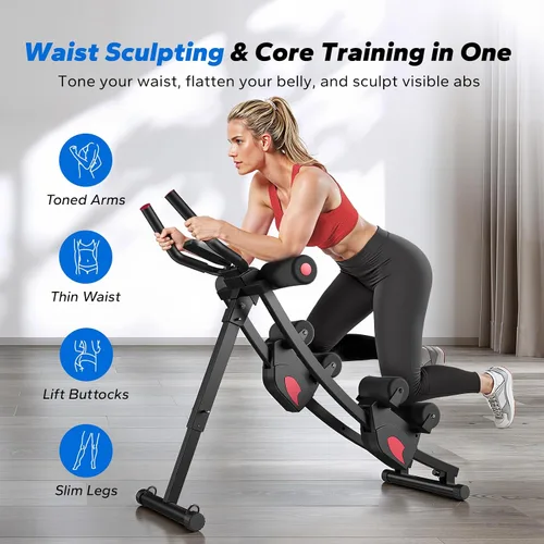 Vista 2 de MERACH Ab Machine, Adjustable Ab Trainer Machine, AB Workout Equipment for Home Gym, Independent Dual Tracks for Mountain Climber, Foldable for Home