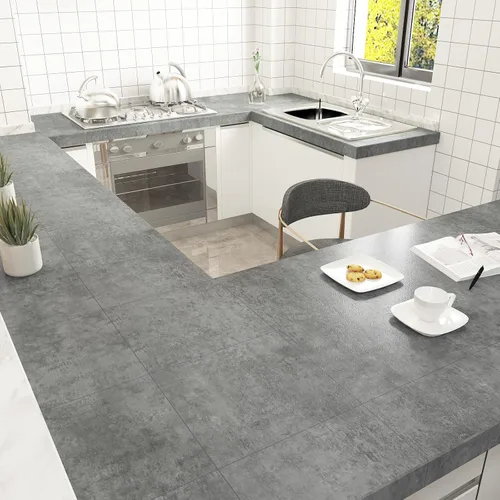 Vista 8 de VEELIKE – Azulejos de despegar y pegar de 12"x12" de concreto gris envejecido, azulejos de vinilo impermeables autoadhesivos removibles grises