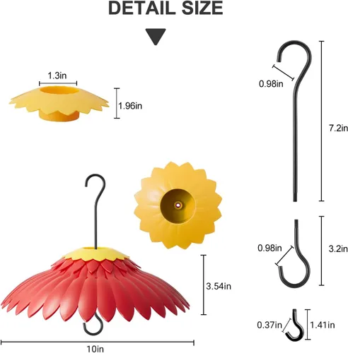 Vista 4 de Cubierta protectora para comedero de colibríes, cúpula protectora contra la intemperie para colgar comedero de pájaros de la lluvia y el sol, a 2