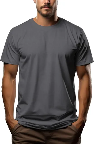 Vista 20 de Camiseta de alta calidad para hombre, 7.1 oz/yd² de algodón puro con cuello redondo