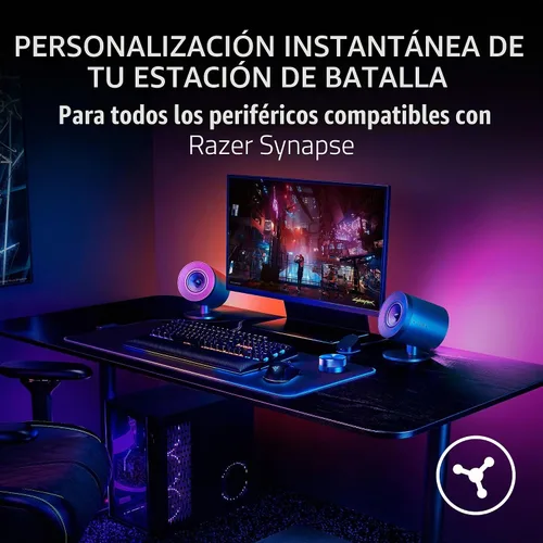 Vista 2 de Razer Wireless Control Pod para Nommo V2 y Leviathan V2, USB y Bluetooth Advanced Audio Control Pod, RGB Light Customization, Rotatable, Clickable