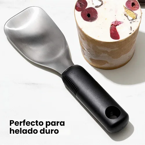 Vista 4 de OXO Good Grips - Pala de helado de acero inoxidable, talla única Agarre antideslizante, ancho. Cuchilla plana resistente, ideal para recoger