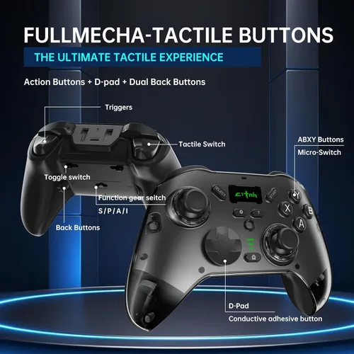 Vista 4 de hosowe Wireless Mobile Gaming Controller Compatible for PC/Switch/Android/iOS, Interactive Screen PC Controller with Programmable, Hall Effect