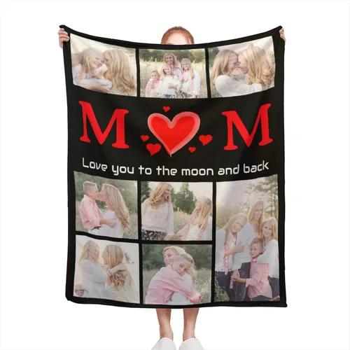 Vista 22 de Manta personalizada con texto de fotos, manta personalizada con mis propias fotos, manta conmemorativa personalizada para madres para mamá, papá
