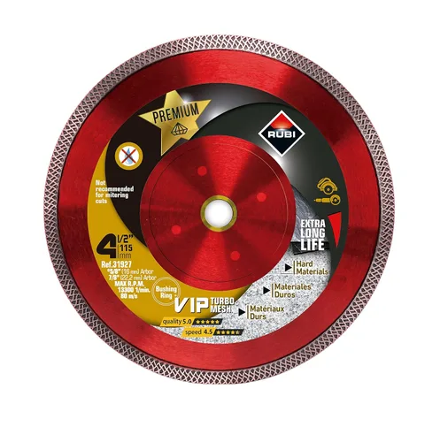 Vista 2 de Diamond Blade Dry VIP Turbo Mesh de 4 pulgadas de vida extra larga, ideal para cortar granito, azulejos de porcelana, pizarra y más, adaptador
