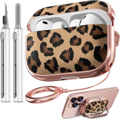Vista 40 de Inesore Funda con bloqueo de seguridad para AirPods 4 2024, bonita funda floral para AirPod de 4ª generación para mujeres con kit limpiador