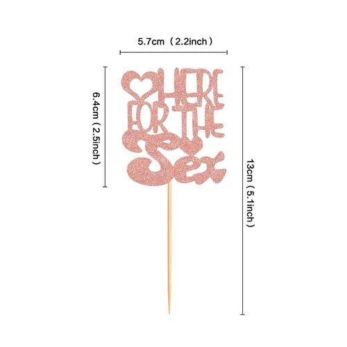 Vista 2 de Ercadio Paquete de 24 adornos para cupcakes sexuales, color oro rosa, con purpurina para cupcakes sexuales, para revelación de género, para baby