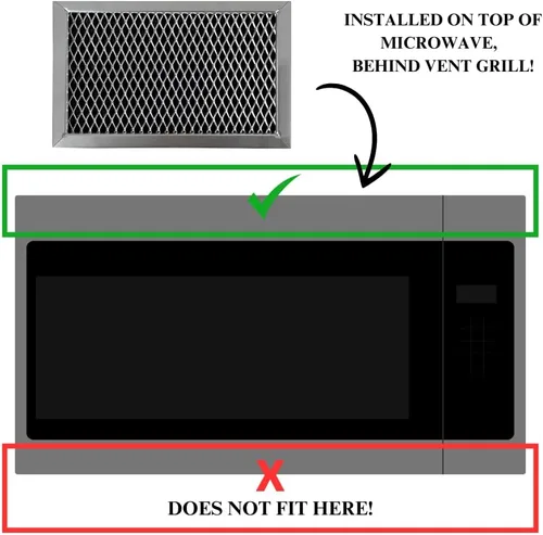 Vista 2 de Filtro de carbón para microondas compatible con los números de modelo Samsung ME16A4021AW, ME16A4021AW/AA, ME16A4021AB, ME16A4021AB/AA