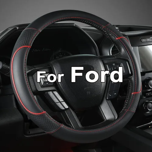 Vista 16 de GIANT PANDA Funda para volante de automóvil para Ford - F150 F250 F350 Expedition, (15.5-16 pulgadas - Negro)
