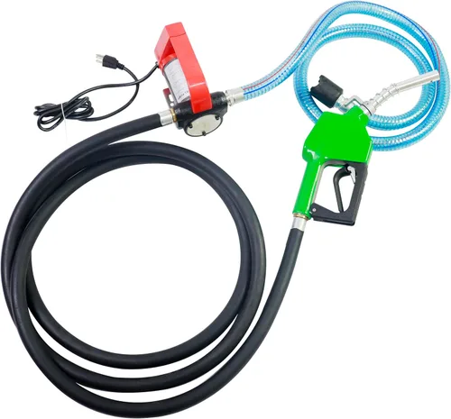 Vista 7 de Bomba de transferencia de combustible de 12 voltios de servicio pesado, bomba de transferencia de diésel autocebante con medidor de combustible