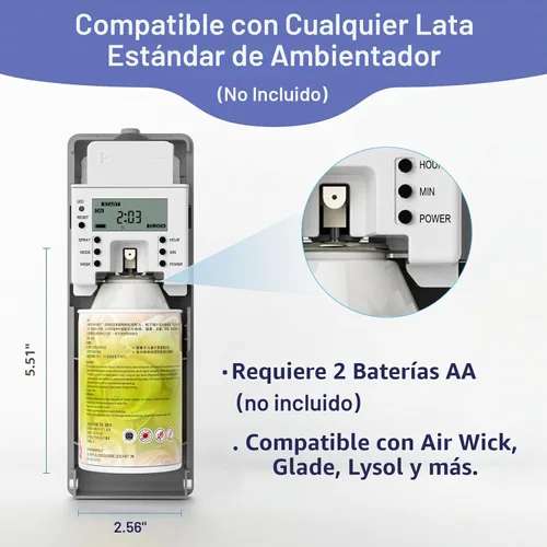 Vista 3 de SVAVO Dispensador Automático de Fragancia LCD - Dispensador de Aire Fresco Automático Programable en Aerosol, Montaje en Pared/Independiente, ABS