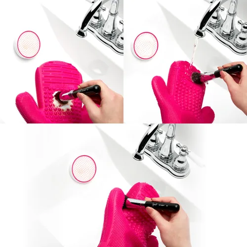 Vista 4 de Sigma 2X Sigma Spa ™ - Guantes de limpieza con cepillo - Rosa