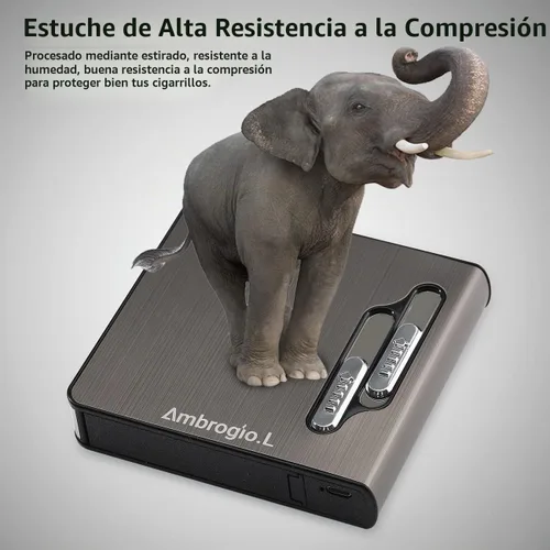 Vista 3 de Paquete completo de 20 cajas de cigarrillos regulares, soporte de expulsión automática con encendedor de arco doble, recargable por USB, sin llama