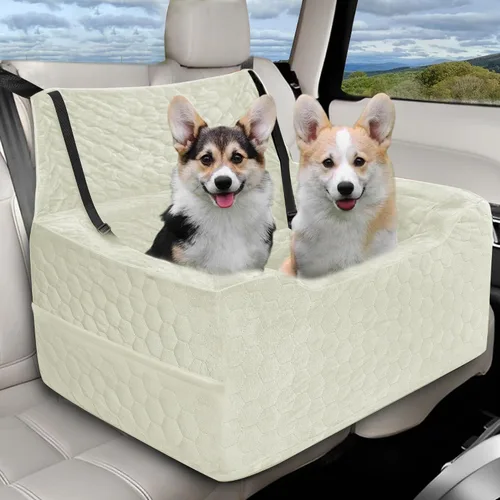 Vista 19 de Asiento de automóvil para perros pequeños/medianos, asiento elevador de perro de espuma viscoelástica, seguridad de viaje con funda extraíble