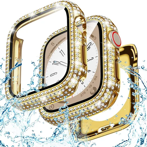 Vista 26 de Goton Funda de 40 mm impermeable con brillo para Apple Watch, protector de pantalla SE 3/2/1, Serie 6/5/4 de 40 mm, parachoques frontal de PC