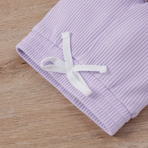Vista 4 de Ropa de otoño e invierno para recién nacidos, trajes acanalados de algodón de manga larga con botones, 2 piezas