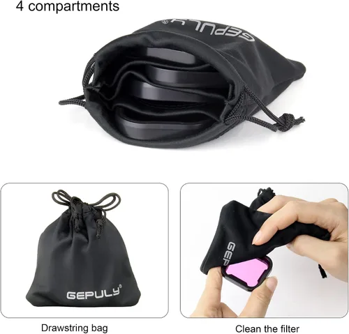 Vista 7 de GEPULY Paquete de 4 filtros submarinos para buceo para GoPro Hero 8 9 10 11 12 13 Estuche oficial impermeable en negro, rojo claro, magenta