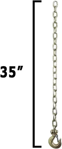 Vista 2 de Boxer Cadena de seguridad para remolque de herramientas (paquete de 2) 1/4 pulgadas x 35 pulgadas, cadenas de remolque de transporte de grado 70