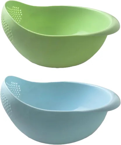 Vista 7 de Colador de arroz 2 en 1, cesta de filtro de limpieza de verduras y frutas, 2 piezas resistentes y fáciles de usar accesorios de herramientas de Azul