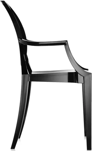 Vista 4 de 2xhome Sillón moderno Ghost con brazo de policarbonato (negro), individual, juego de 1