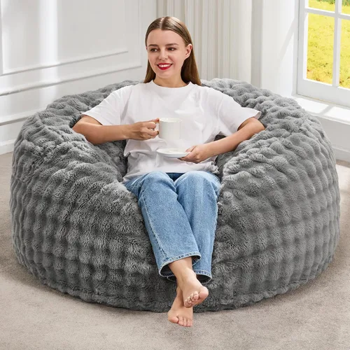 Vista 13 de Hobestluk - Puf para adultos, 5 pies, grande, gigante, de gran tamaño Gris oscuro