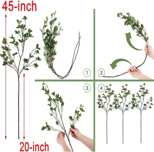 Vista 6 de HANDIC 3 Piezas de Ramas Artificiales Falsas para Jarrón, Ramas Verdes Artificiales, Ramas Falsas para Jarrón de Plantas, Ramas Artificiales